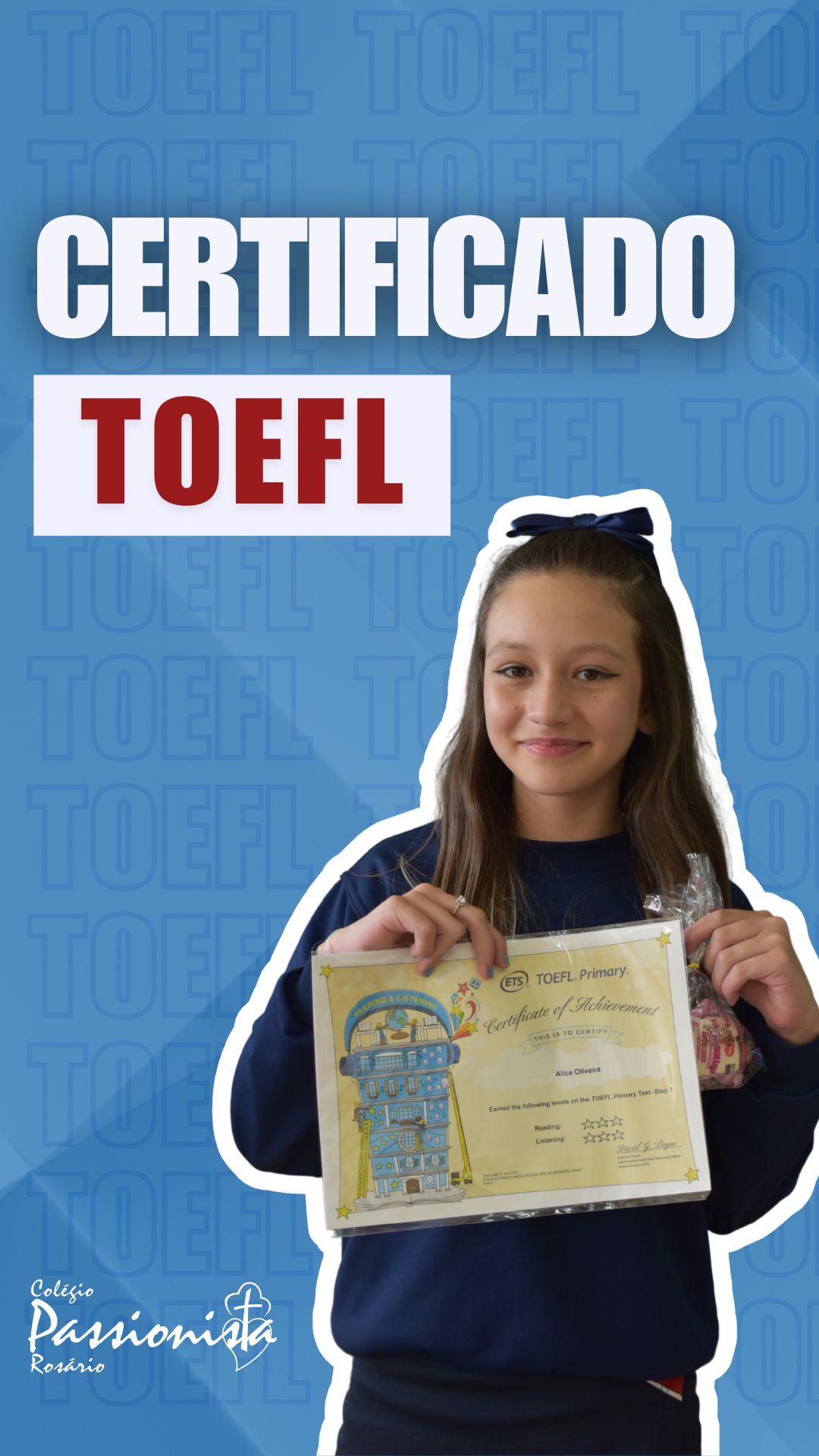 Certificado Exame TOEFL - Rosrio Rede Passionista de Educao