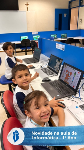 Novidade na aula de Inform�tica - 1� Ano - S�o Paulo da Cruz Rede Passionista de Educa��o